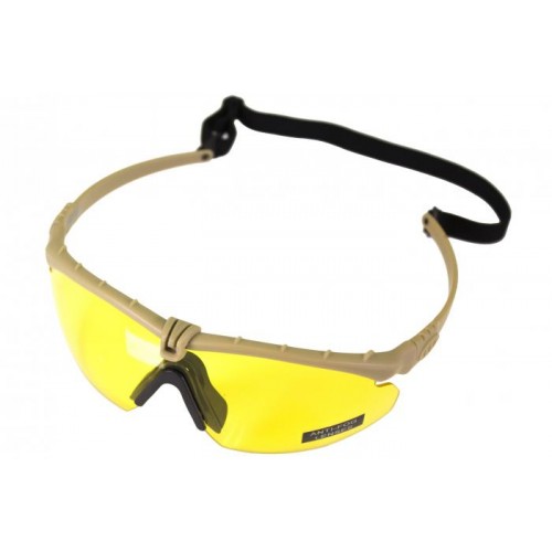 Nuprol Battle Pros Glasses w/Insert (Tan) (Yellow), The Battle Pro glasses from Nuprol are ballistically rated polycarbonate lens glasses, designed for maximum comfort, whilst giving you the performance you need